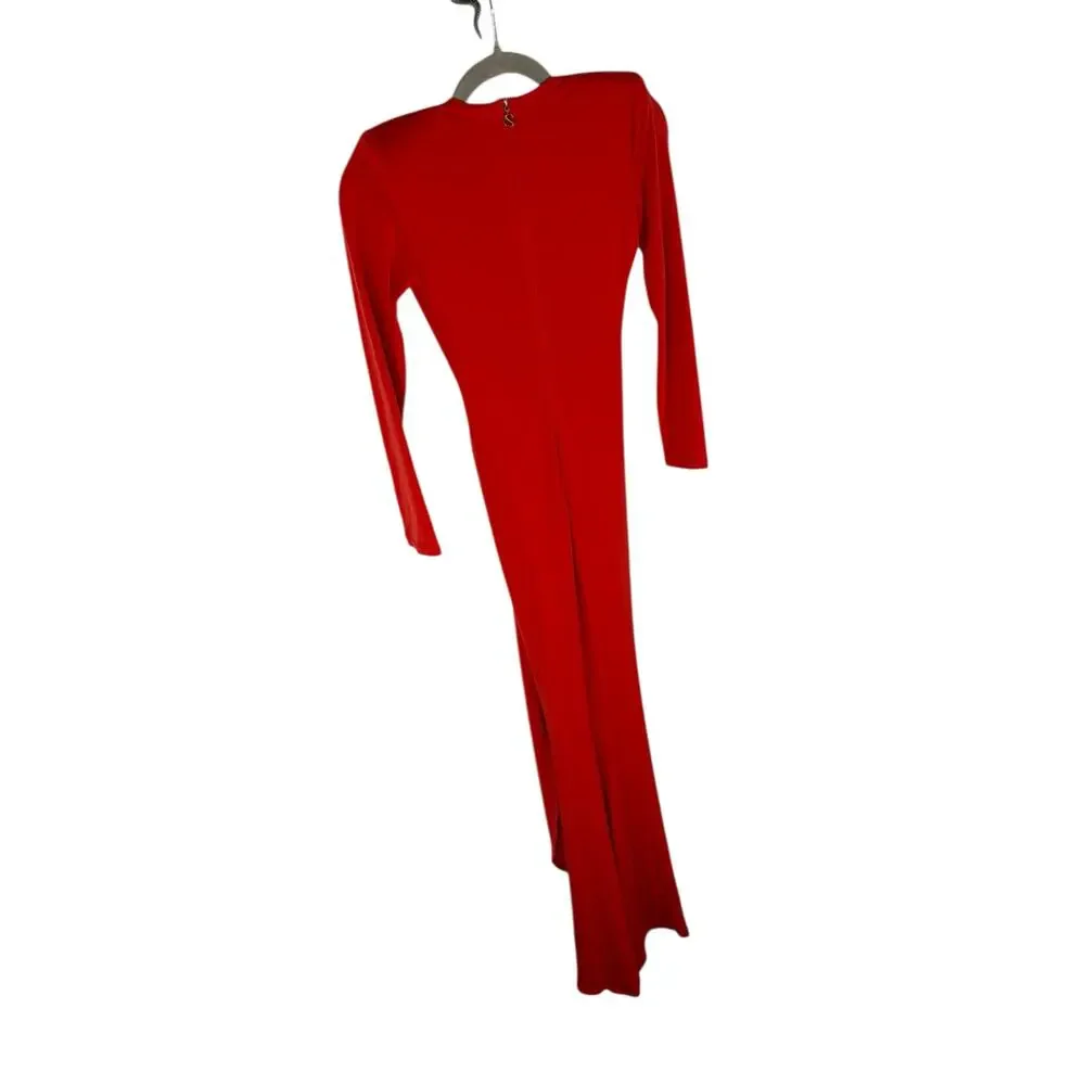 Nookie Farrah Gown Jersey Ruched Long Sleeve Party Formal Evening Prom Holiday S